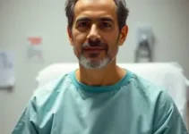 homem vestindo avental hospitalar